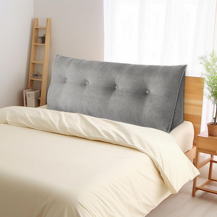 OHMG 140CM Rückenkissen,Lesekissen Für Bett Und Sofa,Praktisches Seitenfach,Removable Cover,Keilkiss