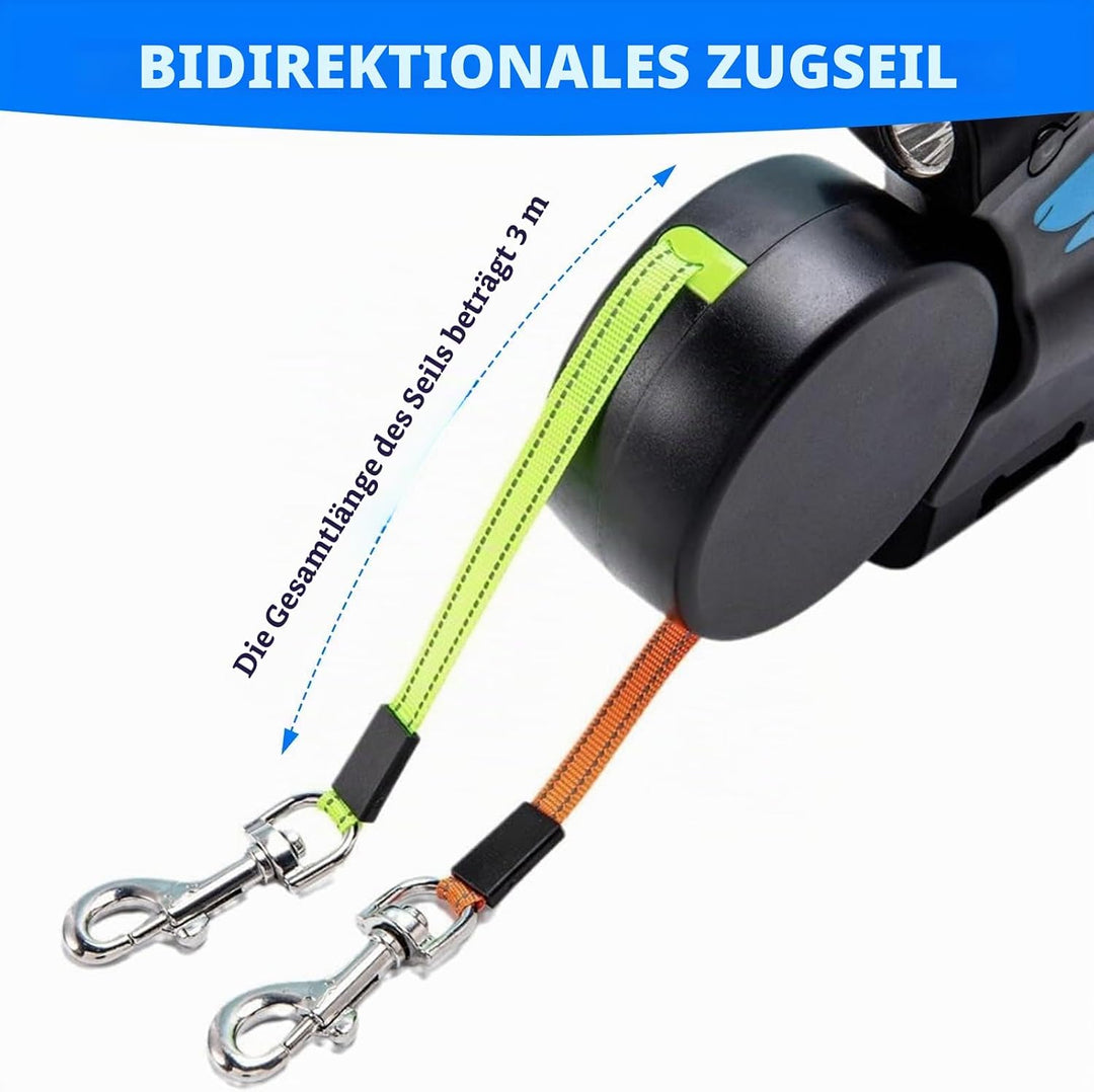 Hundeleine Doppelleine Für 2 Hunde 3 M Rollleine Hundeleine Mit Licht, Doppelte Einziehbare Hundelei