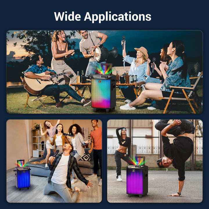 Karaoke Maschine Lautsprecher, TONOR PA Anlage mit 2 Mikrofonnen Bluetooth, Microphone Karaoke Box G