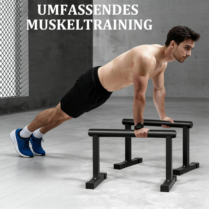Parallettes mit Holzgriffen, Rutschfeste Handstand Griffe/Dip Bar für Calisthenics, Krafttraining &