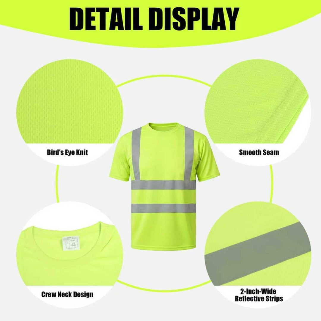 HYCOPROT Warnschutz T-Shirt Warnweste Reflektierend Warnweste Atmungsaktiv Leicht Kurzarmshirt Kurza