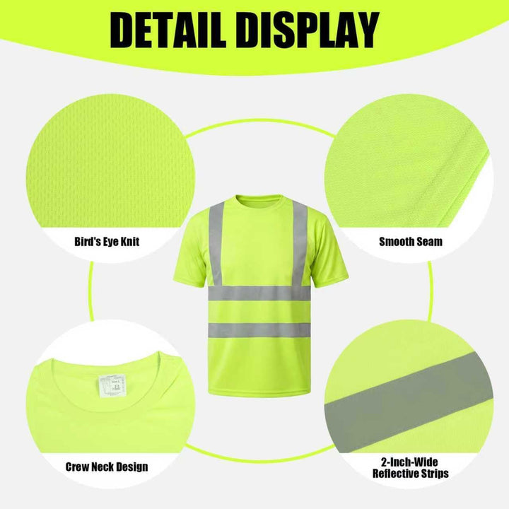 HYCOPROT Warnschutz T-Shirt Warnweste Reflektierend Warnweste Atmungsaktiv Leicht Kurzarmshirt Kurza
