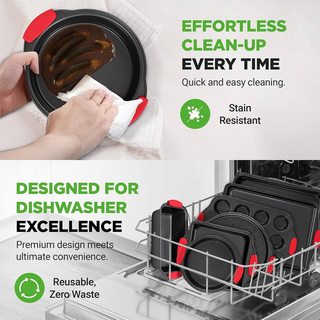 NutriChef NCSBS8S hitzeroten Silikongriffen, ofenfest, Eisen, schwarz 8 Piece Set Schwarz, 8 Piece S