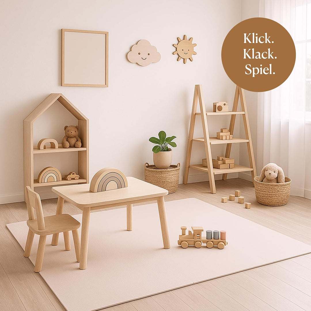Toddlekind Baby-Puzzlematten, 9-TLG. mit Randteilen, ungiftige Schaumstoffmatten, für Bauchzeit & Kr