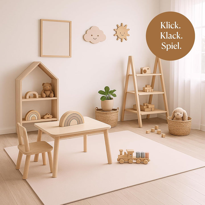 Toddlekind Baby-Puzzlematten, 9-TLG. mit Randteilen, ungiftige Schaumstoffmatten, für Bauchzeit & Kr