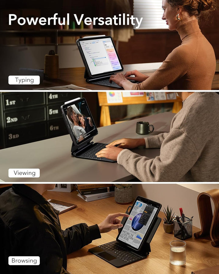 ESR Keyboard Hülle, für iPad Air 11 Zoll(M2 2024), iPad Pro 11/Air 6/5/4, Magnetischer Ständer, Fede