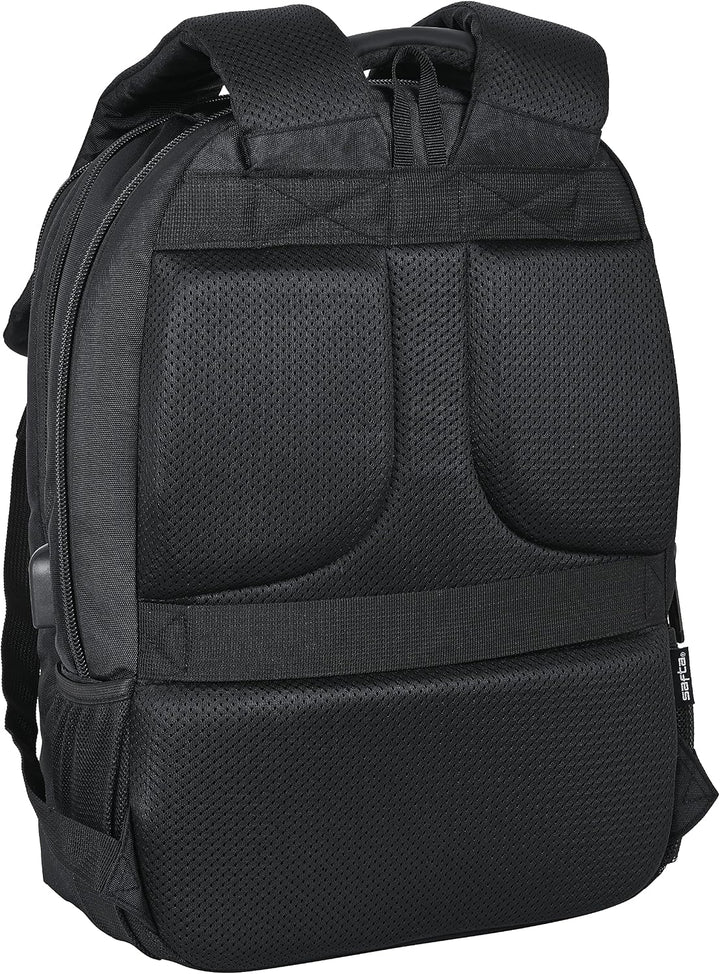 SAFTA Laptop-Rucksack mit Tasche für Tablet und USB-Anschluss, 300 x 160 x 430 mm, Schwarz