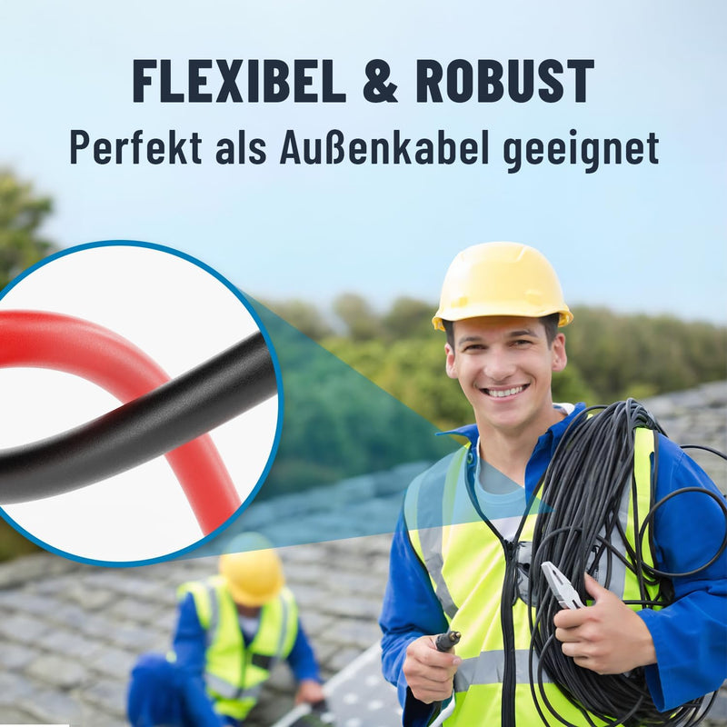 ABSINA 4x 1 Meter Solarkabel 4mm2 H1Z2Z2-K schwarz & rot - PV Kabel 4mm2 UV-beständig - Solarleitung