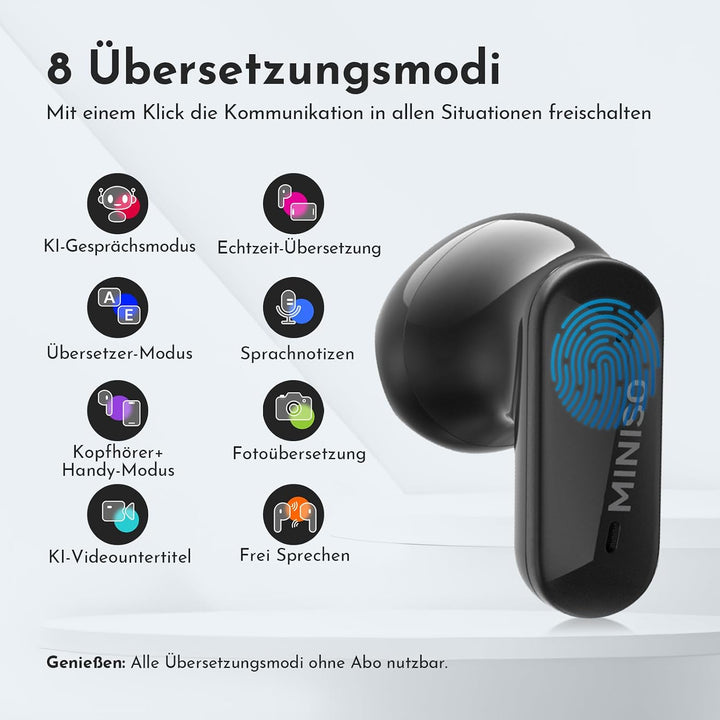 MINISO MS119 KI Übersetzer Kopfhörer, 3-in-1 Übersetzungskopfhörer in Echtzeit, 165 Sprachen &amp; 9 Übe