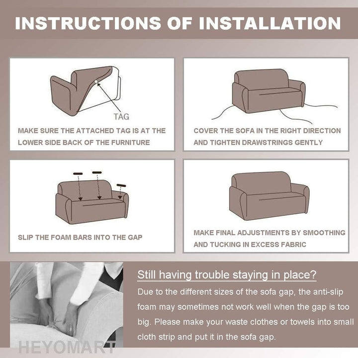 HEYOMART Stretch Sofabezug 1 Stück Sofahusse Spandex Jacquard Elastische Couchbezug mit Anti-Rutsch-