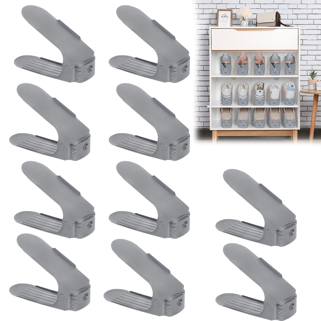 30 Stück Verstellbarer Schuhregal Set Schuhstapler Schuhhalter rutschfest Schuhorganizer 3 höhenvers