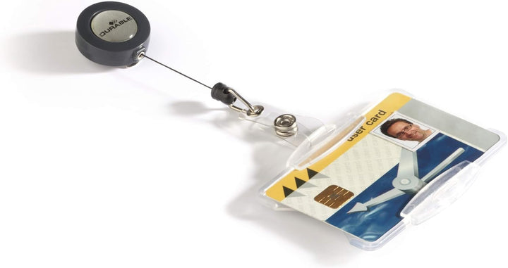 Durable Namensschild mit Ausweiskartenhalter für Betriebs-/Sicherheitsausweis, transparent, Packung