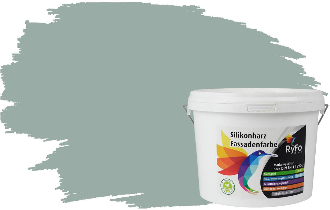 RyFo Colors Silikonharz Fassadenfarbe Lotuseffekt Trend Moos 3l - bunte Fassadenfarbe, weitere Grün