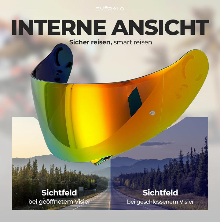 kompatibel mit Visier Shoei Gt Air - Gt Air 2 - Neotec - Opticson - Cns 1 (Rot Chrom), Rot Chrom