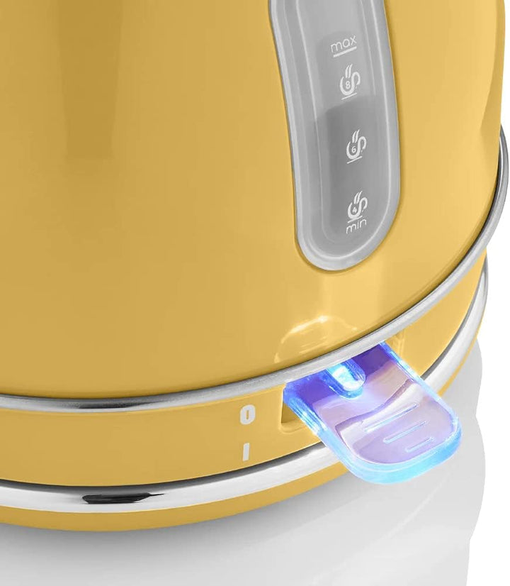 Swan Retro SK14630YELN Elektrischer Wasserkocher 1,8 Liter, Vintage Design, Abschaltautomatik, Kabel