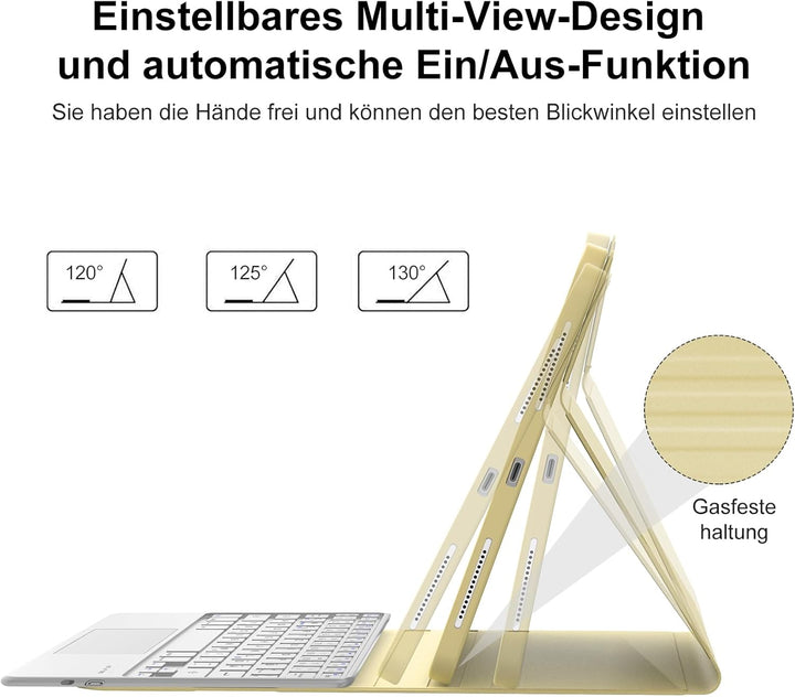 IVEOPPE Hülle mit Tastatur für iPad A16 11 Generation 2025/10 Generation 2022, Bluetooth Magnetische