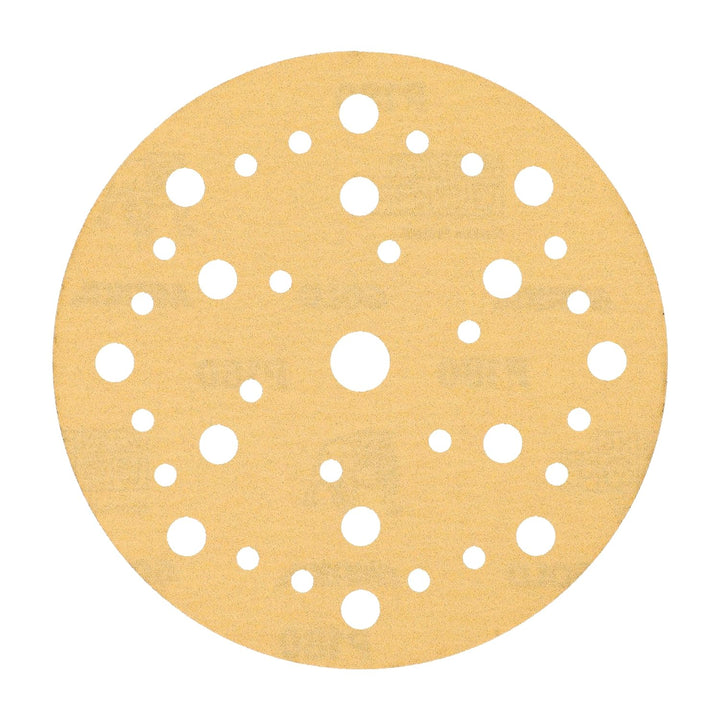 Mirka Gold Universal-Schleifpapier Ø 150mm Klett 37-Loch / Korn P180, 100 Stk / Zum Schleifen von Gi