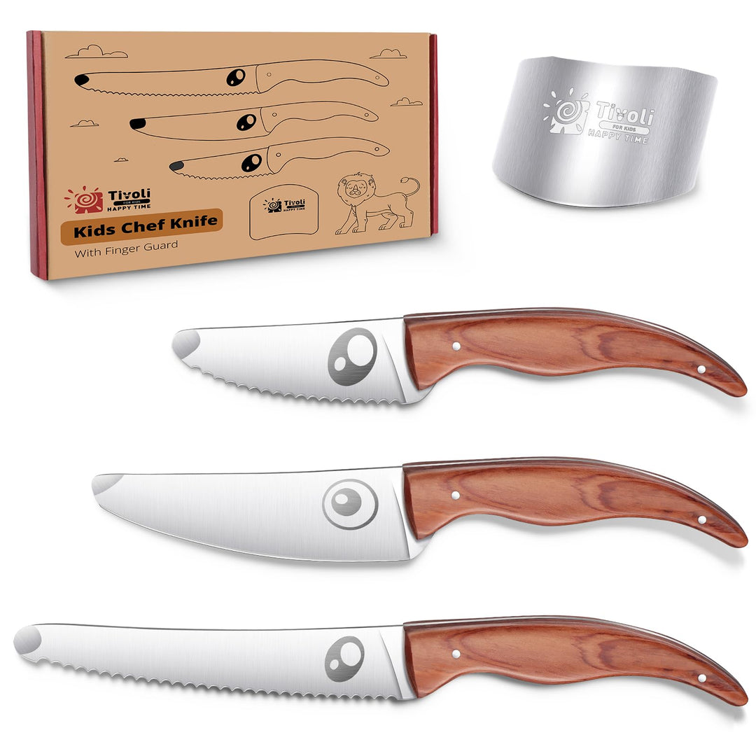 TIVOLI Kindermesser Set für Kinder mit Fingerschutz Premium 4pcs- Kind Küchenmesser Set für Schneide