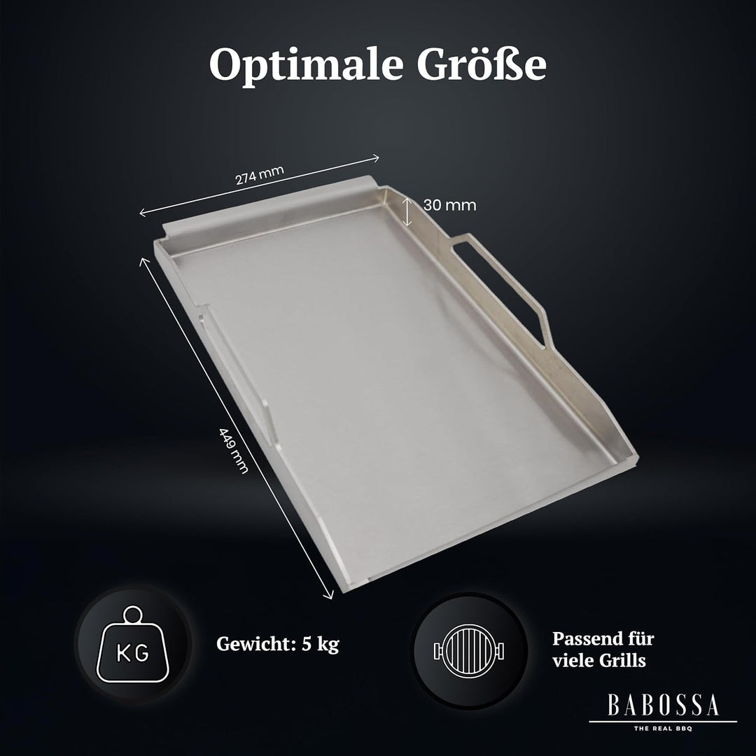 BABOSSA Premium Einsatzpfanne/Plancha kompatibel mit allen Napoleon Rogue Modellen | 44.9x27.4cm | M