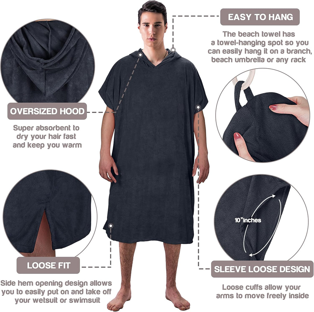 Surf Poncho Hooded Changing Towels Quick Dry Beach Change Robe für Erwachsene Männer Frauen Wasserdi