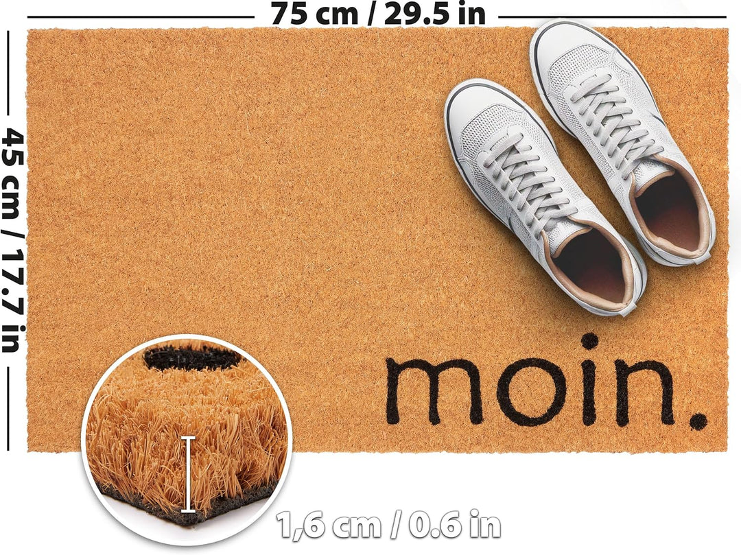 BRUBAKER Fussmatte für Aussen und Innen - Moin - 45 x 75 cm Schmutzfangmatte aus 100% Kokos - Fussab