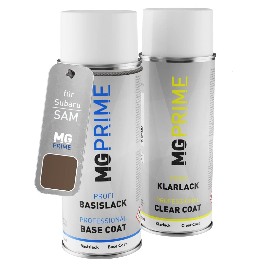 MG PRIME Autolack Sprühdosen Set für Subaru SAM Cinnamon Brown Pearl Basislack Klarlack Spraydose 40