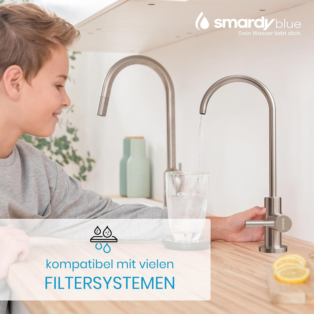 smardy UNO201 Osmose Wasserhahn Edelstahl, 360° schwenkbar für Umkehrosmose und Wasserfilter 1/4"(6,