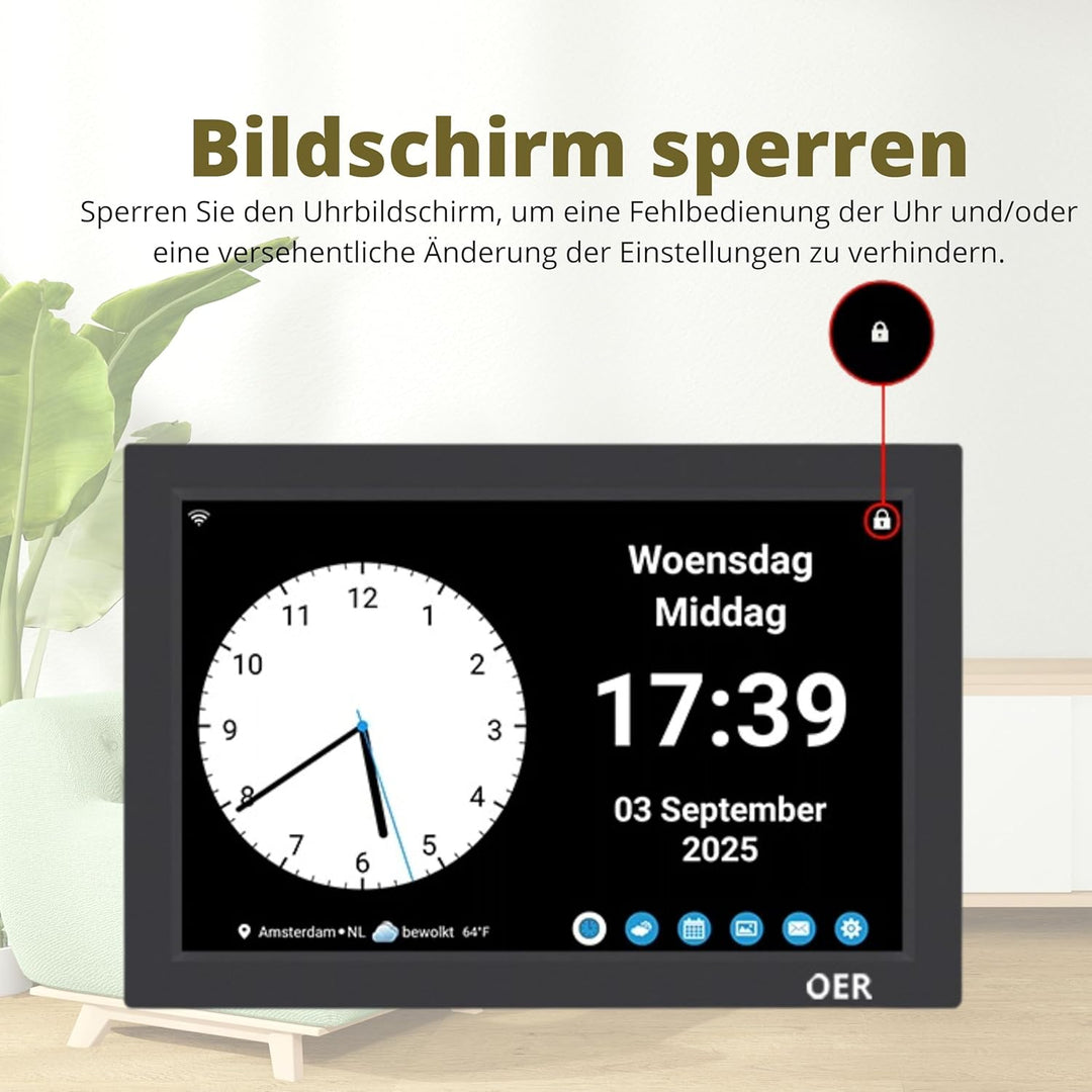 OER Smart Demenzuhr – Verwalten Sie die Agenda über die KOSTENLOSE App – Spricht Uhrzeit und Tagesze