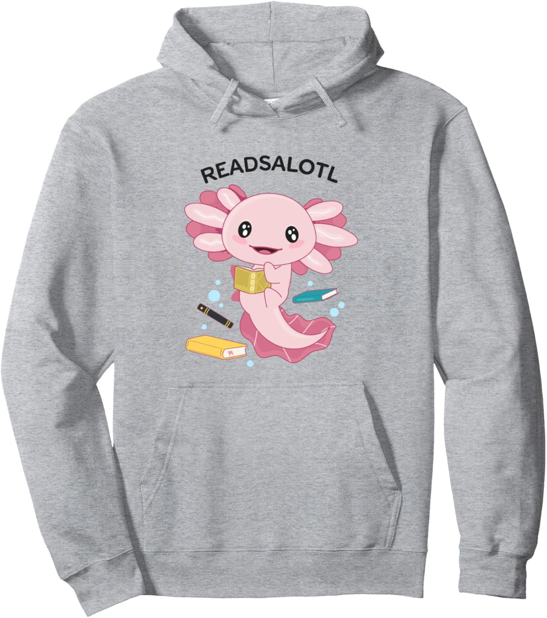 Readsalotl Axolotl Lesebuch Bücherwurm Pink Axolotl Pullover Hoodie