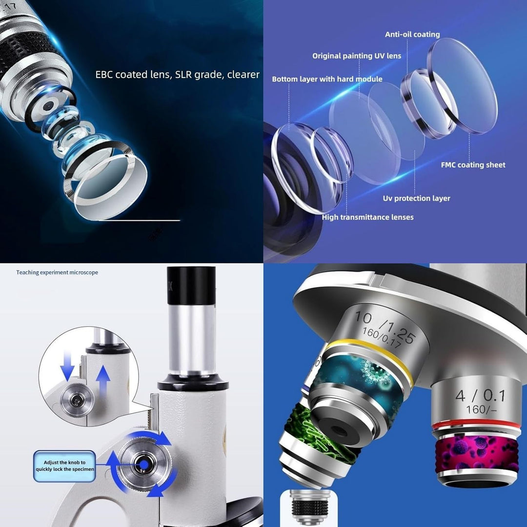 Mikroskop für Studenten und Erwachsene, 200-4000X Vergrösserung, leistungsstarkes biologisches Bildu
