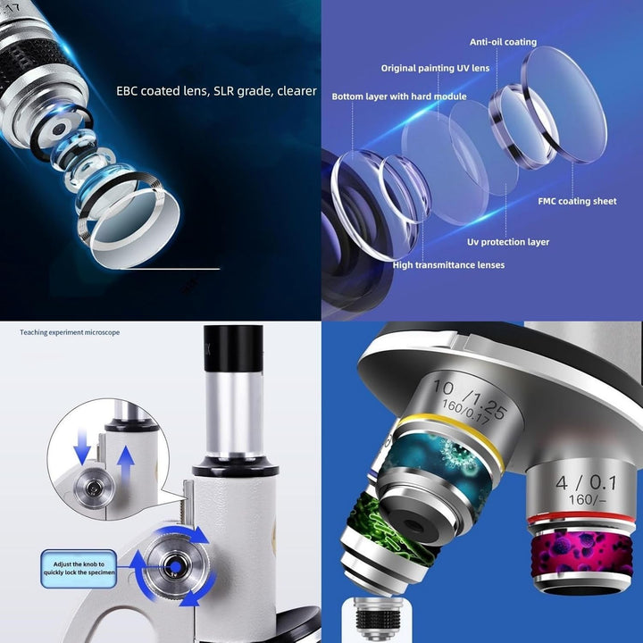 Mikroskop für Studenten und Erwachsene, 200-4000X Vergrösserung, leistungsstarkes biologisches Bildu