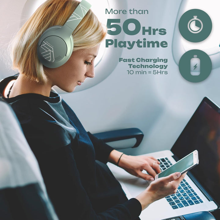 PowerLocus Bluetooth Kopfhörer Over Ear, 50 Std Spielzeit, 4 EQ-Modi, Kopfhörer Kabellos Faltbarer m