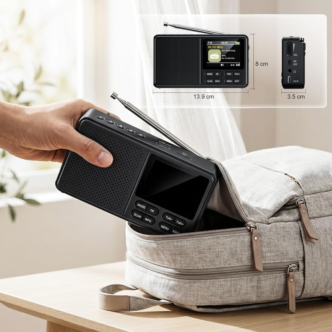 DAB Radio, DAB+ und UKW-Radio mit 2,4" Farbdisplay Küchenradios