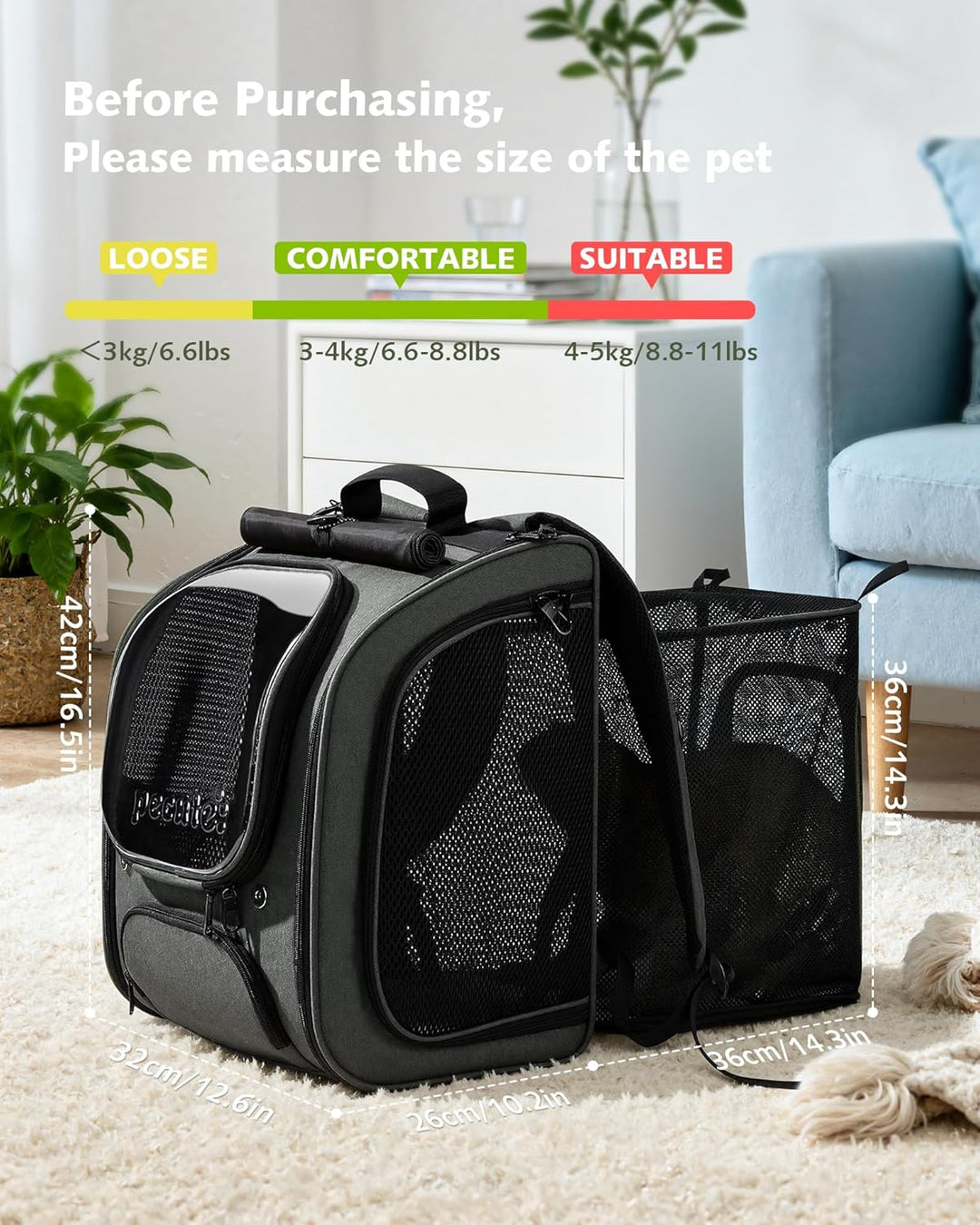 pecute Katzenrucksack Erweiterbar Bubble Haustier Rucksack mit Netzfenster, Tragbare und Faltbare Ka
