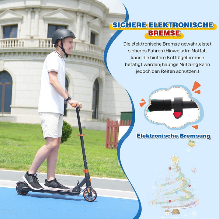 RCB TECH E-Scooter Kinder (8-12-16 Jahre) - Faltbarer Elektroroller für Kinder - Max Reichweite 16 K