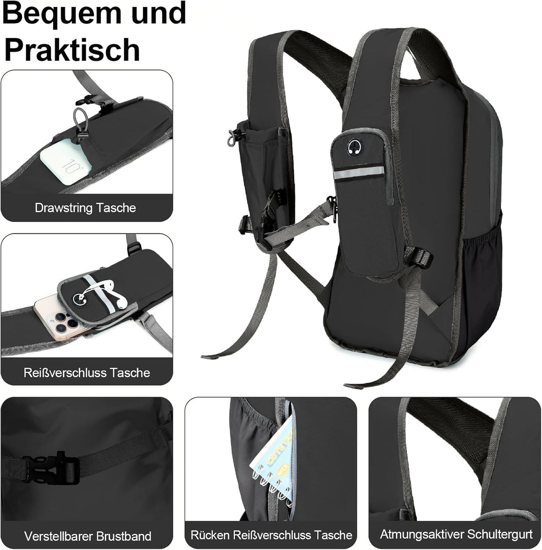 UtiaMiaoGonGo 15L Wanderrucksack Kleiner Damen Herren Leichter Faltbarer Daypack Tagesrucksack Trekk