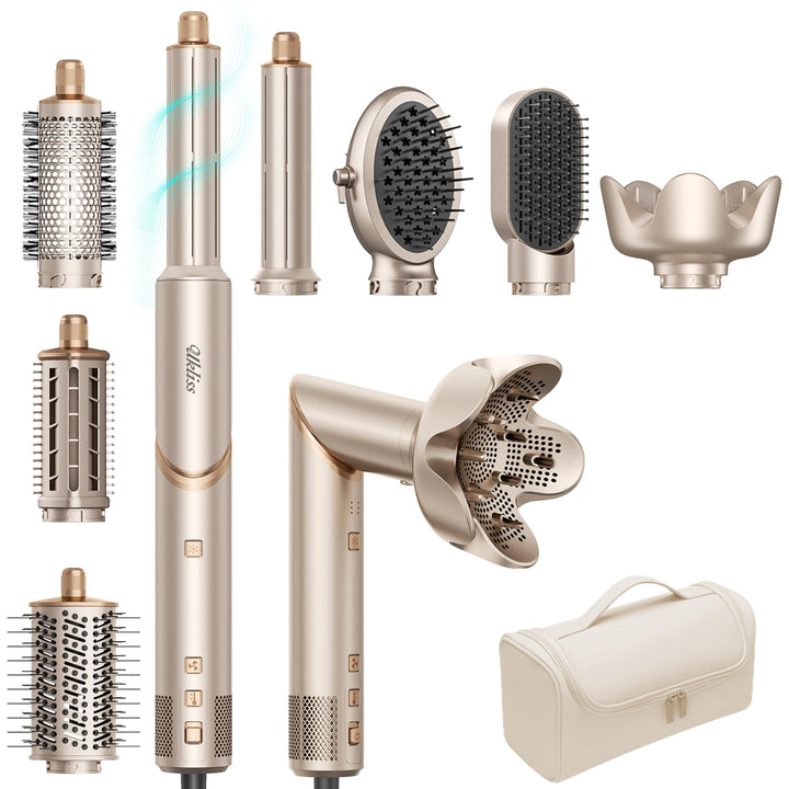 UKLISS Pro Airstyler Hairstyler 8 in 1 Set, High Speed Ionen Haartrockner, Föhnbürste mit Auto-Airfl
