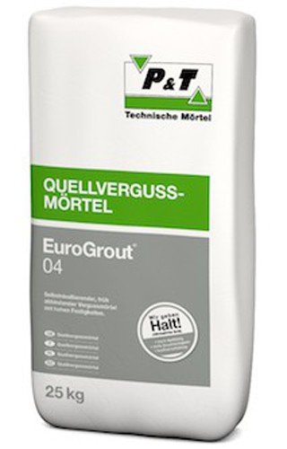 P & T Technische Mörtel EuroGrout 04 Quellvergussmörtel 25 kg - Selbstnivellierend, früh abbindend m