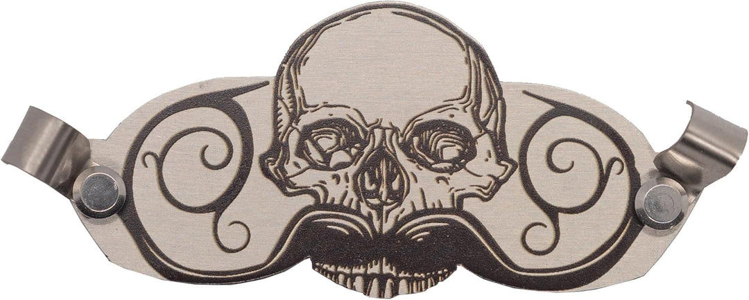 Death Grip Schnurrbartschutz, Edelstahl-Schädel-Clip für Kaffee, Bier, Wein, Gläser, Tassen, tragbar