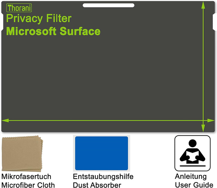 Thorani Privacy Filter-Folie für Microsoft Surface Laptop Go & Go 2 (12.4") - Sichtschutzfolie schüt