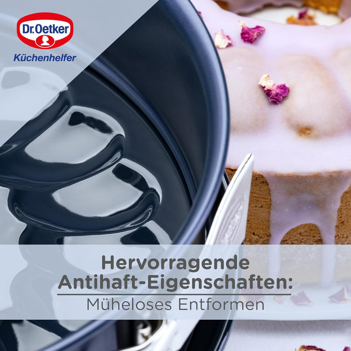 Dr. Oetker Springform Ø 26 cm Back-Liebe Emaille – Inklusive Flach- und Rohrboden – Schnitt- & kratz