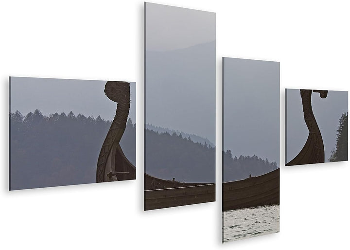 islandburner Bild auf Leinwand Wikinger Schiff In Walchensee Bilder Wandbilder Poster Leinwand 150x8