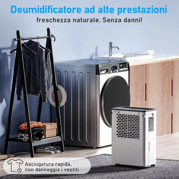 OKYUK Luftentfeuchter Elektrisch 12L mit Digitaler Luftfeuchtigkeitsanzeige, 32dB Leiser 30m², mit a