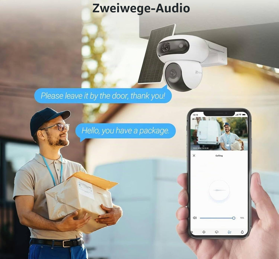 EZVIZ HB90x Smart Outdoor Überwachungskamera, 2K Dual Lens 360° Winkel, 10400mAh Batteriebetrieben,