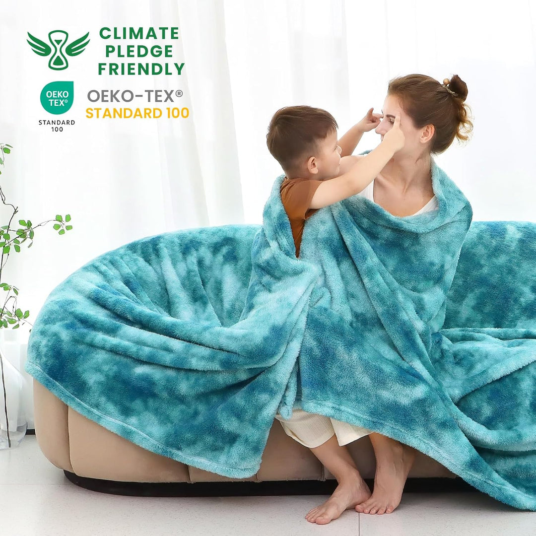 Fleece-Überwurfdecke, gemütlich, weich, leicht, Überwurfdecke, warm, plüschig, blau, Herbstdecken un