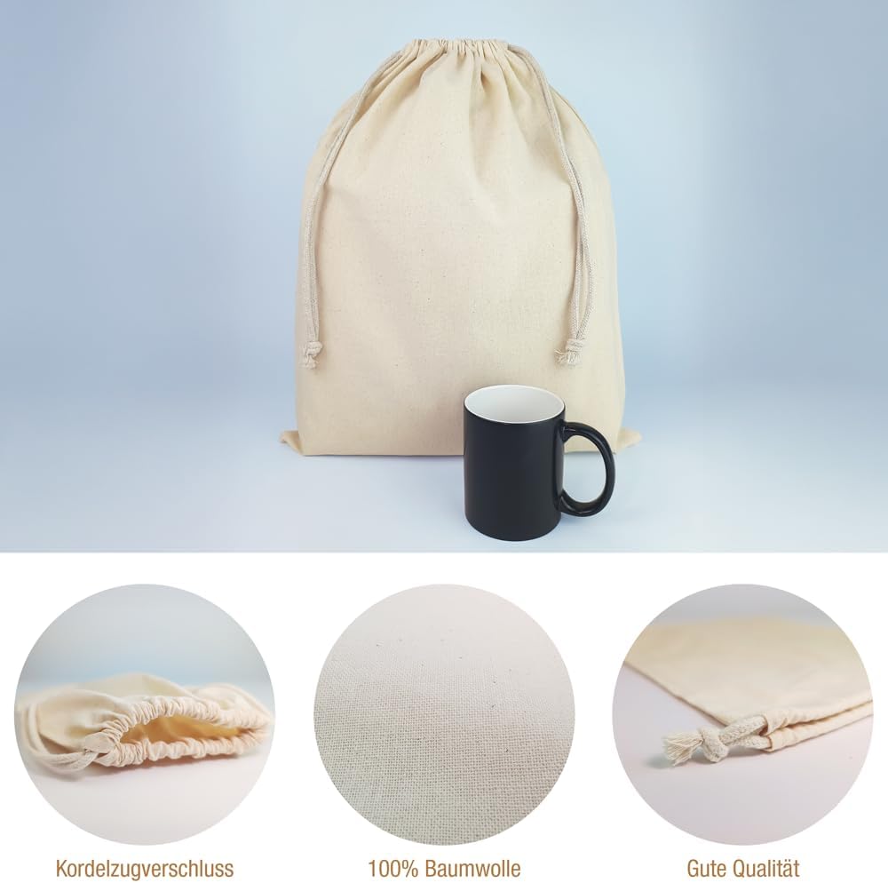 Cottonbagjoe Grosser Baumwollbeutel 40x50 cm | Nachhaltiger Stoffbeutel mit Kordelzug | Ideal zur Au