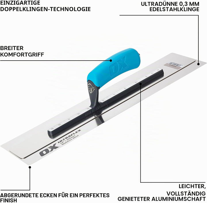 OX Pro UltraFlex Finishing Trowel 18in / 455 x 110 mm, 18in / 455 x 110 mm