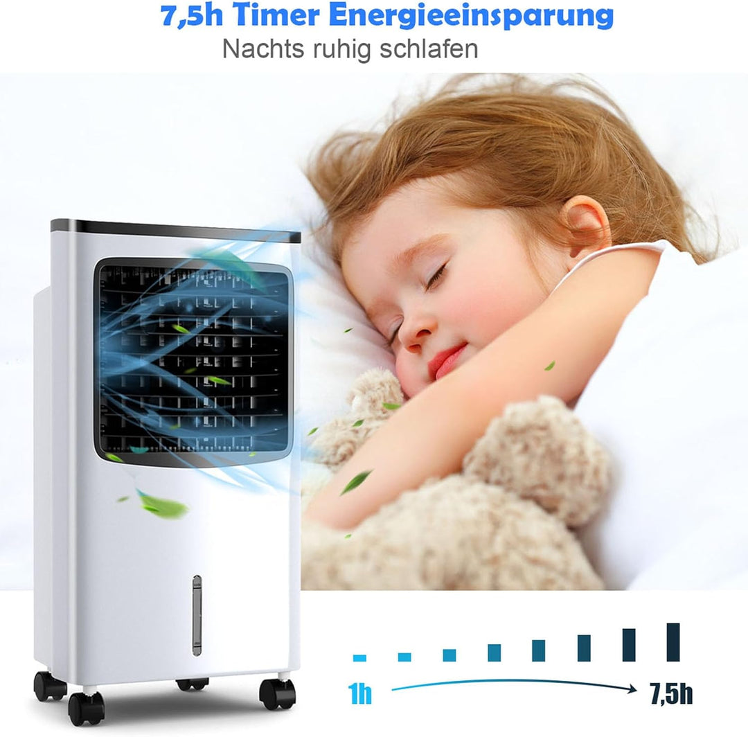COSTWAY Mobile Klimaanlage ohne Abluftschlauch,8 L Wassertank, 3 Modi | 3 in 1 Luftkühler Ventilator