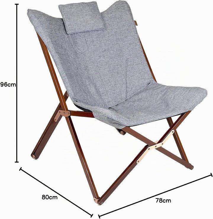 BO-Camp Klappsessel Bloomsbury Campingstuhl Klappstuhl Gartenstuhl Lounge Stuhl Mit Holzrahmen Faltb
