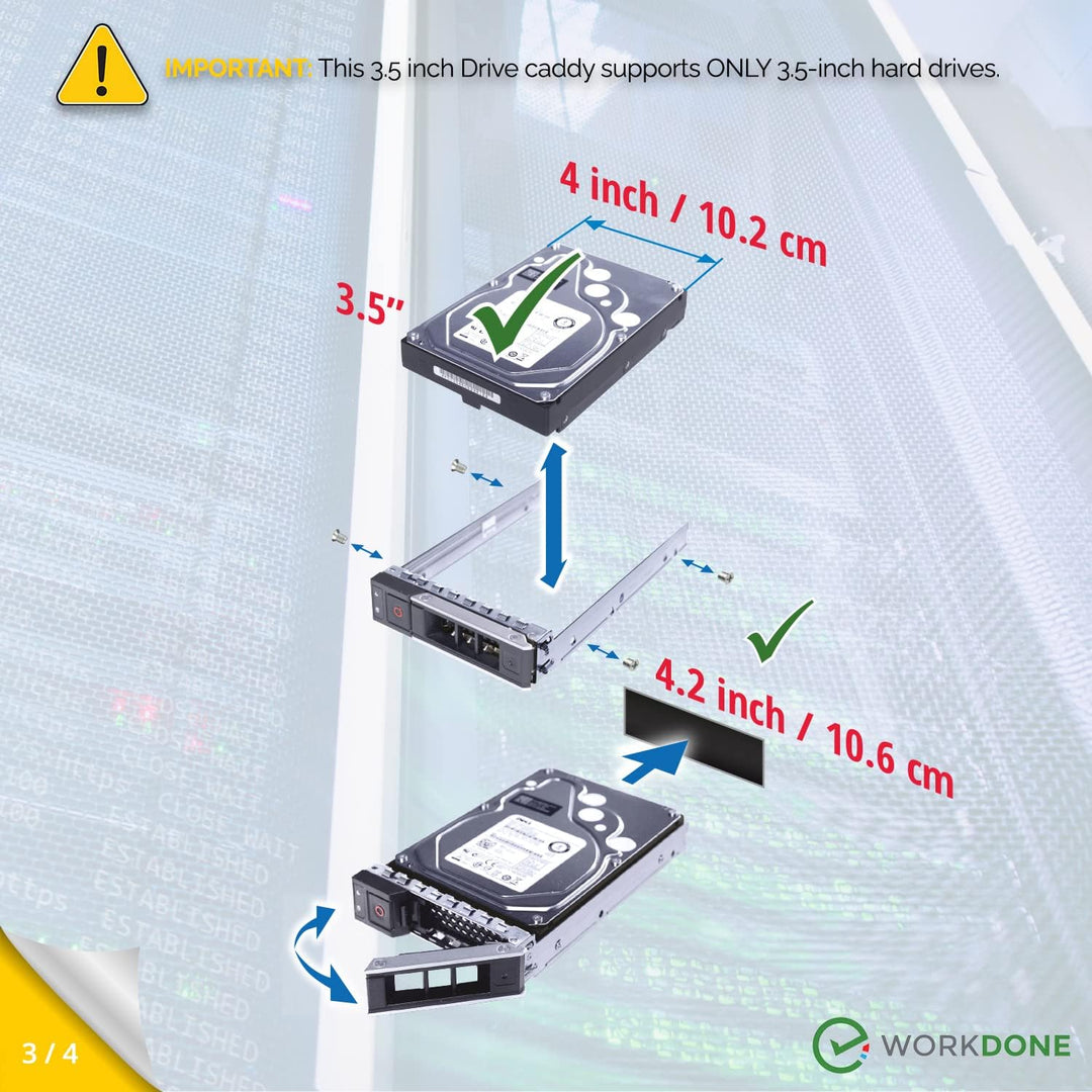 WORKDONE 12er-Pack - 3,5" Festplatten-Caddy - Kompatibel für Dell PowerEdge Server 14.-15. Gen. - mi